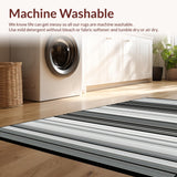 Ultra Soft Area Rug, Non Slip, Stain Resistant, Washable Area Rugs for Living Room, Bedroom, Striking Abstract Outdoor Stripe Theme(Gray)
