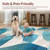 Ultra Soft Area Rug, Non Slip, Stain Resistant, Washable Area Rugs for Living Room, Bedroom, Modern Beach Vibes Area Rug with Graphic Starfish and Rippled Water Motif(Blue)