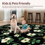 Ultra Soft Area Rug, Non Slip, Stain Resistant, Washable Area Rugs for Living Room, Bedroom, Lush Tropical Leaf Patterned Design(White)