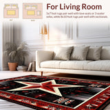 Ultra Soft Area Rug, Non Slip, Stain Resistant, Washable Area Rugs for Living Room, Bedroom, Vintage Warm Tones Accent(Red)
