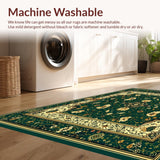 Ultra Soft Area Rug, Non Slip, Stain Resistant, Washable Area Rugs for Living Room, Bedroom, Intricate Boho Area with Abstract Animal Motif and Floral Accents(Green)