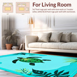 Ultra Soft Area Rug, Non Slip, Stain Resistant, Washable Area Rugs for Living Room, Bedroom, Vibrant Oceanic Animal Motif(Blue)