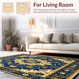 Ultra Soft Area Rug, Non Slip, Stain Resistant, Washable Area Rugs for Living Room, Bedroom, Vintage Beige(Blue)