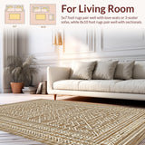 Ultra Soft Area Rug, Non Slip, Stain Resistant, Washable Area Rugs for Living Room, Bedroom, Cozy Abstract Organic Shapes(Brown)