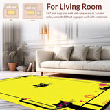 Ultra Soft Area Rug, Non Slip, Stain Resistant, Washable Area Rugs for Living Room, Bedroom, Contemporary Minimalist Cat Emblem Style(Yellow)