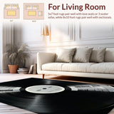 Ultra Soft Area Rug, Non Slip, Stain Resistant, Washable Area Rugs for Living Room, Bedroom, Retro Vinyl Record Aesthetic(Black)