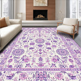 Ultra Soft Area Rug, Non Slip, Stain Resistant, Washable Area Rugs for Living Room, Bedroom, Charming Round Blooming Fantasy(White)