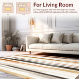 Ultra Soft Area Rug, Non Slip, Stain Resistant, Washable Area Rugs for Living Room, Bedroom, Durable Beige/Brown Stripes(Beige)