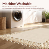 Ultra Soft Area Rug, Non Slip, Stain Resistant, Washable Area Rugs for Living Room, Bedroom, Whimsical Curved Edge Design(Beige)