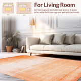 Ultra Soft Area Rug, Non Slip, Stain Resistant, Washable Area Rugs for Living Room, Bedroom, Elegant Ombre Gradient Rug Distressed Textured Look Fine Geometric Lines(Orange)