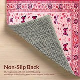 Ultra Soft Area Rug, Non Slip, Stain Resistant, Washable Area Rugs for Living Room, Bedroom, Enchanting Floral Insect Fusion(Pink)