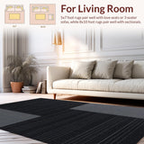 Ultra Soft Area Rug, Non Slip, Stain Resistant, Washable Area Rugs for Living Room, Bedroom, Sleek Contemporary Minimalist Style(Gray)