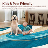 Ultra Soft Area Rug, Non Slip, Stain Resistant, Washable Area Rugs for Living Room, Bedroom, Coastal Sand Surf Inspired Decor(Blue)