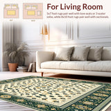 Ultra Soft Area Rug, Non Slip, Stain Resistant, Washable Area Rugs for Living Room, Bedroom, Modern Style Tribal Beige with Ornate Floral Motifs(Beige)
