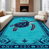Ultra Soft Area Rug, Non Slip, Stain Resistant, Washable Area Rugs for Living Room, Bedroom, Nautical Teal Oceanic Swirls(Blue)