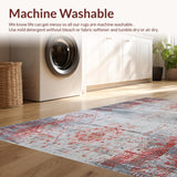 Ultra Soft Area Rug, Non Slip, Stain Resistant, Washable Area Rugs for Living Room, Bedroom, Contemporary Distressed Color Fusion(Red)