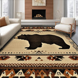 Ultra Soft Area Rug, Non Slip, Stain Resistant, Washable Area Rugs for Living Room, Bedroom, Nature-Inspired Lodge Charm(Beige)