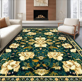 Ultra Soft Area Rug, Non Slip, Stain Resistant, Washable Area Rugs for Living Room, Bedroom, Abstract Boho Floral(Dark Green)