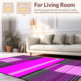 Ultra Soft Area Rug, Non Slip, Stain Resistant, Washable Area Rugs for Living Room, Bedroom, Dynamic Contemporary Diagonal Design(Pink)