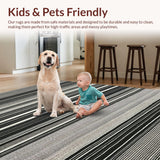 Ultra Soft Area Rug, Non Slip, Stain Resistant, Washable Area Rugs for Living Room, Bedroom, KaHouen Monochrome Striped Carpet(Black)