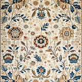 Ultra Soft Area Rug, Non Slip, Stain Resistant, Washable Area Rugs for Living Room, Bedroom, Sophisticated Warm Floral Scheme(Beige)