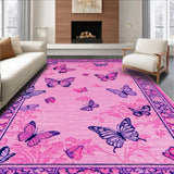 Ultra Soft Area Rug, Non Slip, Stain Resistant, Washable Area Rugs for Living Room, Bedroom, Whimsical Pink Butterfly Delight(Pink)