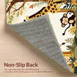 Beige Jungle Explorer Kids Friendly Lion Giraffe Monkey Artistic(Beige)