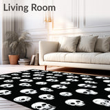 Funny Skull Halloween Runner Black and White Accent Area(Black)