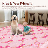 Ultra Soft Area Rug, Non Slip, Stain Resistant, Washable Area Rugs for Living Room, Bedroom, Chic Scalloped Elegance in Pink(Pink)