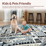 Ultra Soft Area Rug, Non Slip, Stain Resistant, Washable Area Rugs for Living Room, Bedroom, Sophisticated Lattice Gray Visual Piece(Blue)