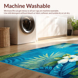 Ultra Soft Area Rug, Non Slip, Stain Resistant, Washable Area Rugs for Living Room, Bedroom, Serene Coastal Floral Area Rug with Lush Tropical Motifs(Blue)