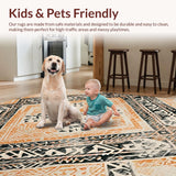 Ultra Soft Area Rug, Non Slip, Stain Resistant, Washable Area Rugs for Living Room, Bedroom, Vivid Abstract Trellis Elements(Orange)