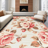 Ultra Soft Area Rug, Non Slip, Stain Resistant, Washable Area Rugs for Living Room, Bedroom, Vibrant Soft Bloom Motif(Beige)