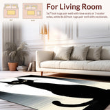 Ultra Soft Area Rug, Non Slip, Stain Resistant, Washable Area Rugs for Living Room, Bedroom, Quirky Black Cat Graphic Elegance(Black)