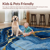 Ultra Soft Area Rug, Non Slip, Stain Resistant, Washable Area Rugs for Living Room, Bedroom, Vibrant Abstract Luxe Statement(Blue)