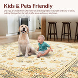 Ultra Soft Area Rug, Non Slip, Stain Resistant, Washable Area Rugs for Living Room, Bedroom, Chic Beige Medallion Area Distressed Floral Accent Floor(Beige)