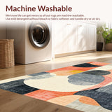 Ultra Soft Area Rug, Non Slip, Stain Resistant, Washable Area Rugs for Living Room, Bedroom, Contemporary Area Rug with Peach, Charcoal, and Cream Motifs(Gray)