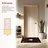 Ultra Soft Area Rug, Non Slip, Stain Resistant, Washable Area Rugs for Living Room, Bedroom, Earthy Western Geometric Elegance(Black)