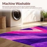 Ultra Soft Area Rug, Non Slip, Stain Resistant, Washable Area Rugs for Living Room, Bedroom, Dynamic Modern Striped Arrangement(Purple)