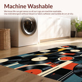 Ultra Soft Area Rug, Non Slip, Stain Resistant, Washable Area Rugs for Living Room, Bedroom, Elegant Abstract Record Design(Black)