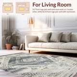 Ultra Soft Area Rug, Non Slip, Stain Resistant, Washable Area Rugs for Living Room, Bedroom, Rustic Vintage Ogee Motif(Gray)