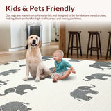 Ultra Soft Area Rug, Non Slip, Stain Resistant, Washable Area Rugs for Living Room, Bedroom, Rustic Elephant Print for Children(Gray)