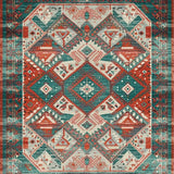Distinctive Teal and Rust Motif(Red)