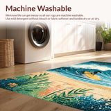 Ultra Soft Area Rug, Non Slip, Stain Resistant, Washable Area Rugs for Living Room, Bedroom, Humorous Surf Board Carpet Tropical Beaches Theme Area Rug(Blue)