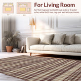 Ultra Soft Area Rug, Non Slip, Stain Resistant, Washable Area Rugs for Living Room, Bedroom, Vibrant Rustic Medallion Themes(Beige)