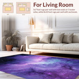 Ultra Soft Area Rug, Non Slip, Stain Resistant, Washable Area Rugs for Living Room, Bedroom, Enchanting Color Burst Galaxy Art(Purple)