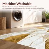 Ultra Soft Area Rug, Non Slip, Stain Resistant, Washable Area Rugs for Living Room, Bedroom, Auraweave Area Abstract Beige Gold Marble Geometric(White)