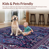 Ultra Soft Area Rug, Non Slip, Stain Resistant, Washable Area Rugs for Living Room, Bedroom, Whimsical Boho Chic(Blue)