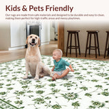 Ultra Soft Area Rug, Non Slip, Stain Resistant, Washable Area Rugs for Living Room, Bedroom, Collegiate Sage Green Aesthetic(White)