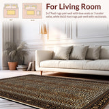 Ultra Soft Area Rug, Non Slip, Stain Resistant, Washable Area Rugs for Living Room, Bedroom, Artistic Leopard Character Style(Brown)
